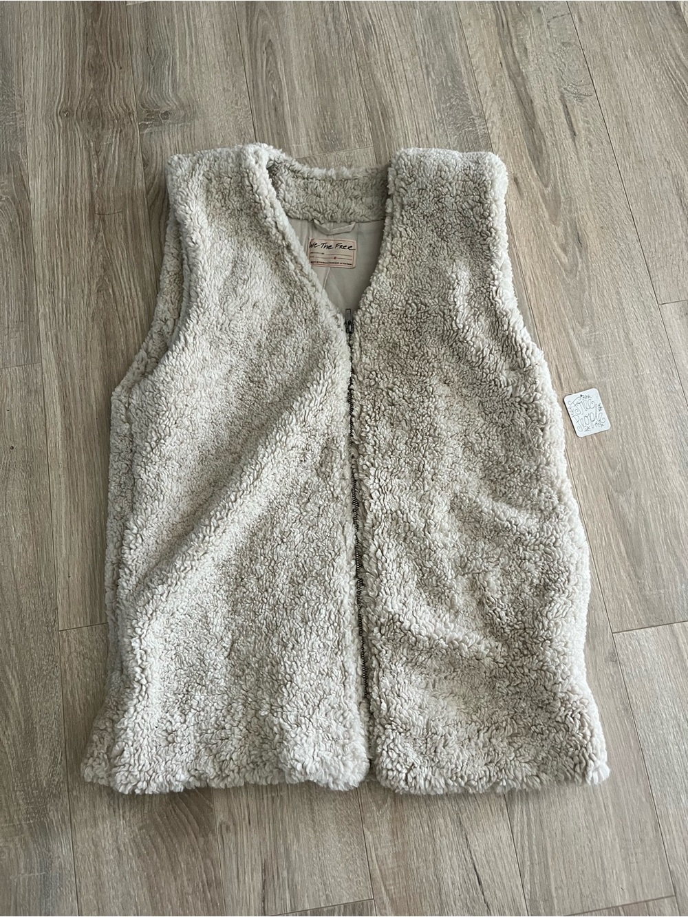 NWT Free People Womens Great Escape Teddy Vest Pearl - Size Small